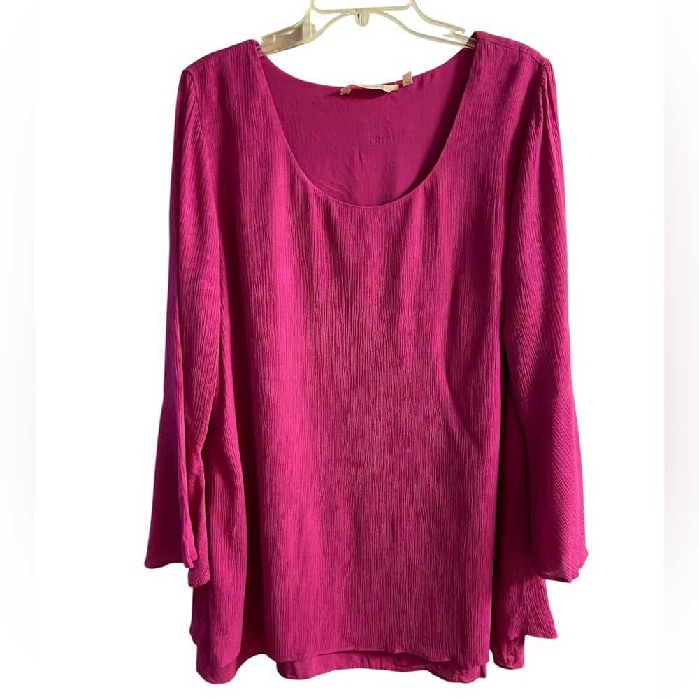 Soft Surroundings Pink tunic Top bell sleeves tiered XL‎